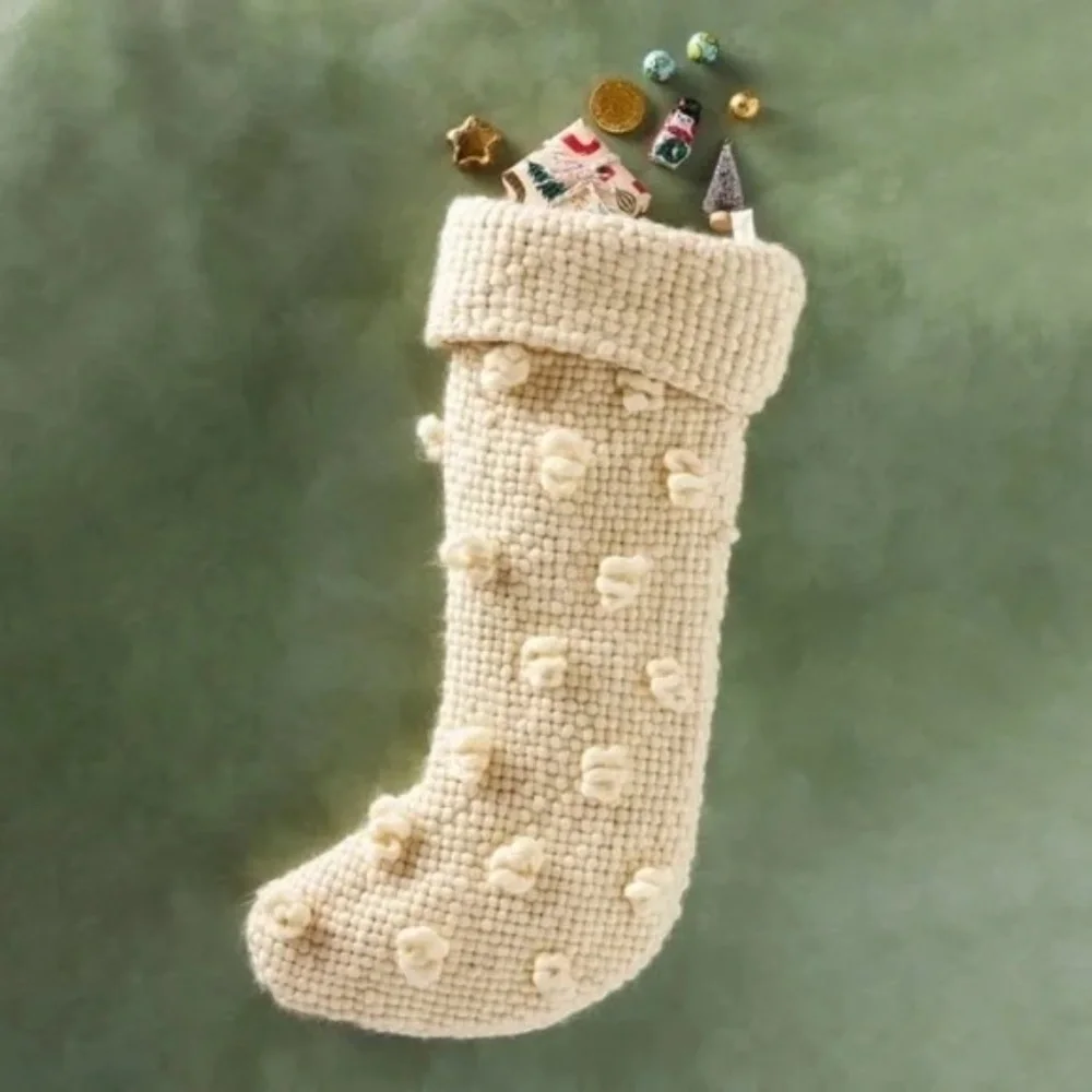 COPY - NWT Anthropologie Cozy Knit  Bobble Christmas Stocking